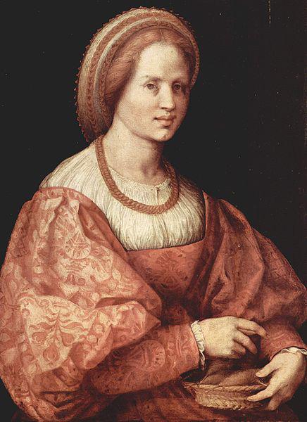 Jacopo Pontormo Portrat einer Dame mit Spindelkorbchen